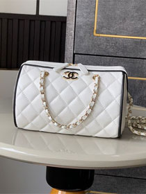 CC original lambskin clutch with chain AP4515 white&black
