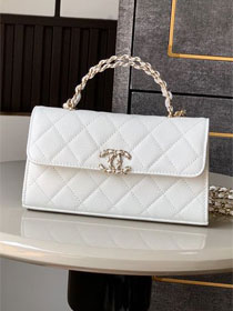 CC original grained calfskin flap phone holder AP3238 white