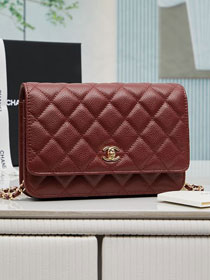 CC original grained calfskin wallet on chain AP4241 bordeaux