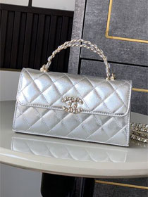 CC original lambskin flap phone holder AP3238 silver