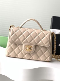 CC original lambskin small top handle flap bag AS5355 beige