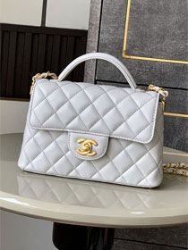 CC original lambskin small top handle flap bag AS5355 light grey