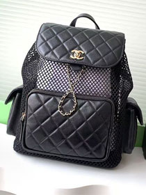 CC original mesh&lambskin large backpack AS5492 black