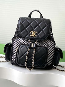 CC original mesh&lambskin medium backpack AS5484 black