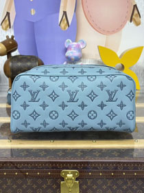 Louis vuitton original calfskin dopp kit toilet pouch M13978 lake blue