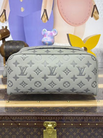 Louis vuitton original calfskin dopp kit toilet pouch M44494 grey