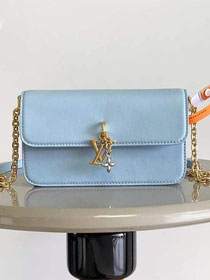Louis vuitton original calfskin wallet on chain bloom M14547 blue