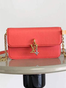 Louis vuitton original calfskin wallet on chain bloom M14548 coral