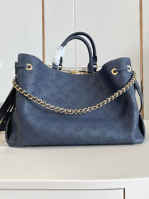 Louis vuitton original mahina leather bella tote bag M14316 navy blue