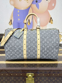Louis vuitton original monogram denim keepall 45 M13748 grey