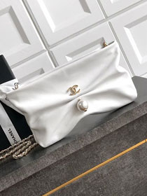 CC original lambskin clutch with chain AP4613 white