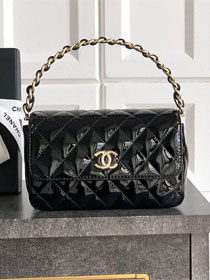 CC original patent calfskin top handle clutch AP3240 black 