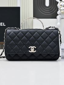 CC original grained calfskin top handle flap bag AS5554 black