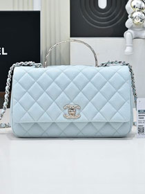 CC original grained calfskin top handle flap bag AS5554 blue