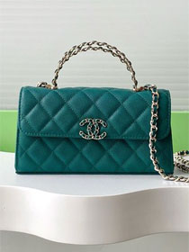 CC original grained calfskin flap phone holder AP3238 turquoise