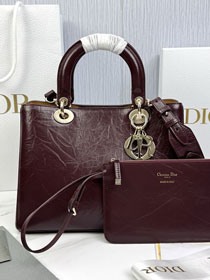 Dior original aged calfskin medium toujours bag M2833 bordeaux