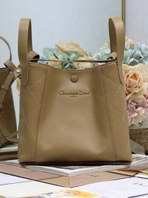 Dior original calfskin medium signature bucket bag M2841 apricot