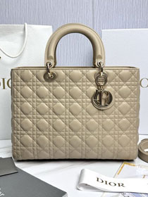 Dior original lambskin large lady dior bag M0566 beige