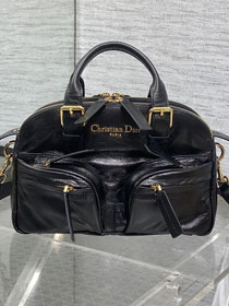 Dior original calfskin small grand tour bowling bag M6000 black