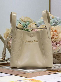 Dior original calfskin small signature bucket bag M2840 beige