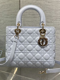 Dior original lambskin medium lady dior bag M0565 pale blue