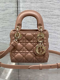 Dior original lambskin micro lady dior bag S0856 blush