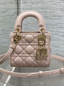 Dior original lambskin micro lady dior bag S0856 light pink