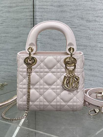 Dior original lambskin mini lady bag M0505 light pink