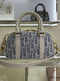 Dior original cotton mini D-vibe bowling bag S2388 blue