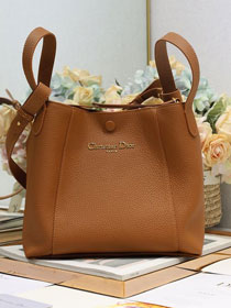 Dior original grained calfskin medium signature bucket bag M2841 brown