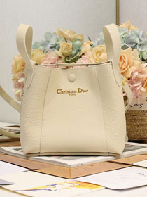 Dior original grained calfskin small signature bucket bag M2840 off-white