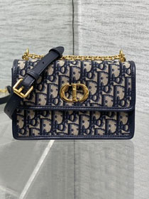 Dior original cotton mini caro bag M9240 dark blue