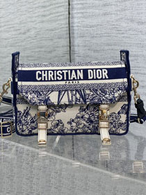 Dior original cotton small diorcamp messenger bag M1241 dark blue