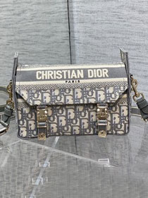 Dior original cotton small diorcamp messenger bag M1241 grey