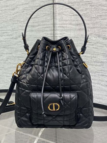 Dior original lambskin small caro bucket bag M3372 black 