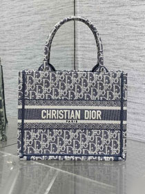 Dior original cotton small book tote bag M1265 blue