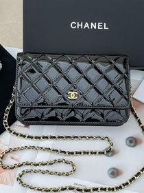 CC original patent calfskin wallet on chain AP0250 black