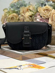 Dior original cotton mini saddle messenger bag DCA435 black