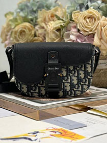 Dior original cotton mini saddle messenger bag DCA435 dark blue