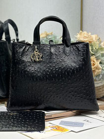 Dior original ostirch calfskin large toujours bag M2833 black