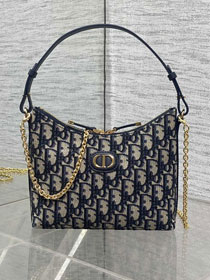 Dior original cotton miss caro diorling mini bag S5253 dark blue	