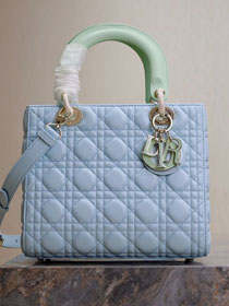 Dior original lambskin medium lady dior bag M0565 blue&green