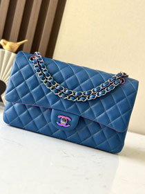 CC original iridescent lambskin medium flap bag A01112 blue