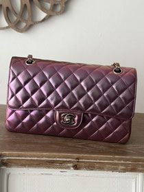 CC original iridescent lambskin medium flap bag A01112 dark purple