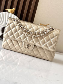 CC original iridescent lambskin medium flap bag A01112 gold