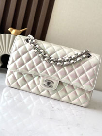 CC original iridescent lambskin medium flap bag A01112 light apricot