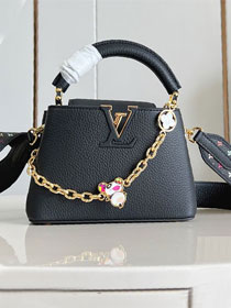 Louis vuitton original calfskin capucines mini handbag M25903 black
