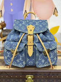 Louis vuitton original monogram denim backpack M44460 blue