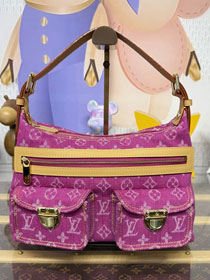 Louis vuitton original monogram denim hobo bag M95212 rose red