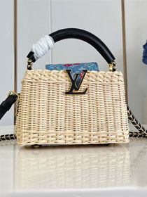 Louis vuitton original rattan&denim capucines mini M14295 black